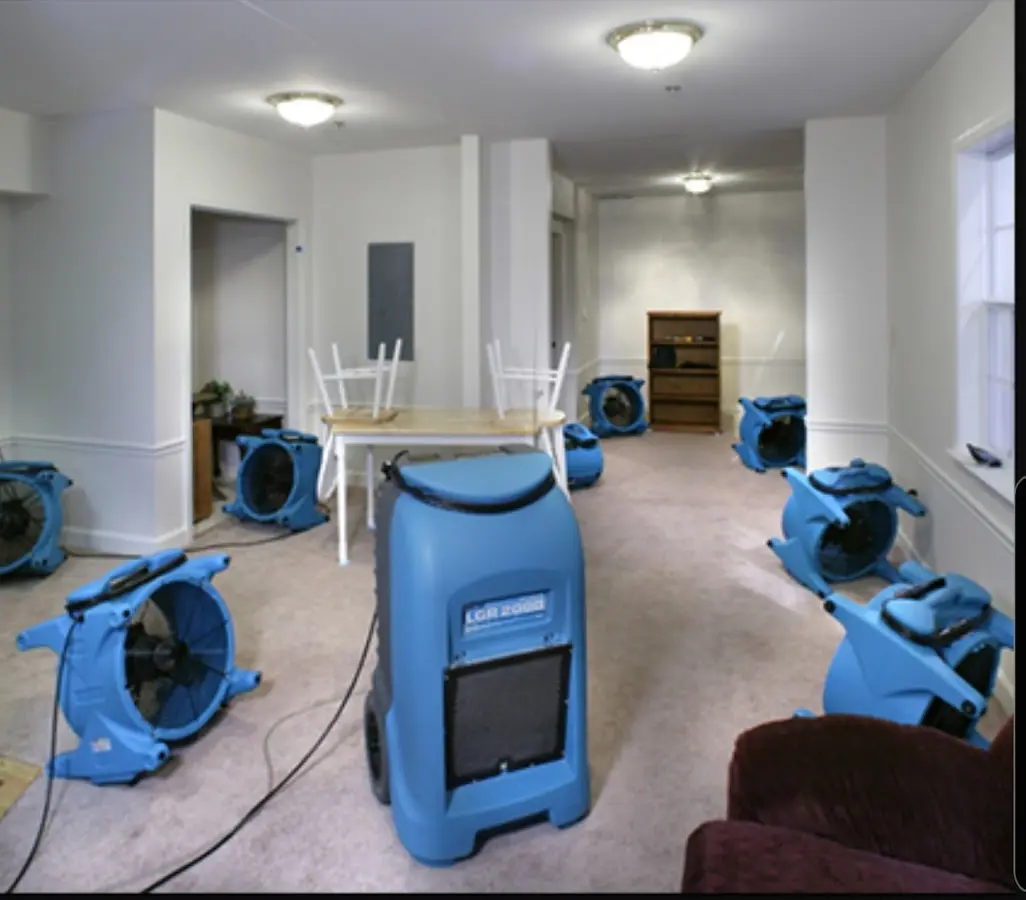 Air movers and dehumidifier setup for Water Extraction & Removal in Anthony